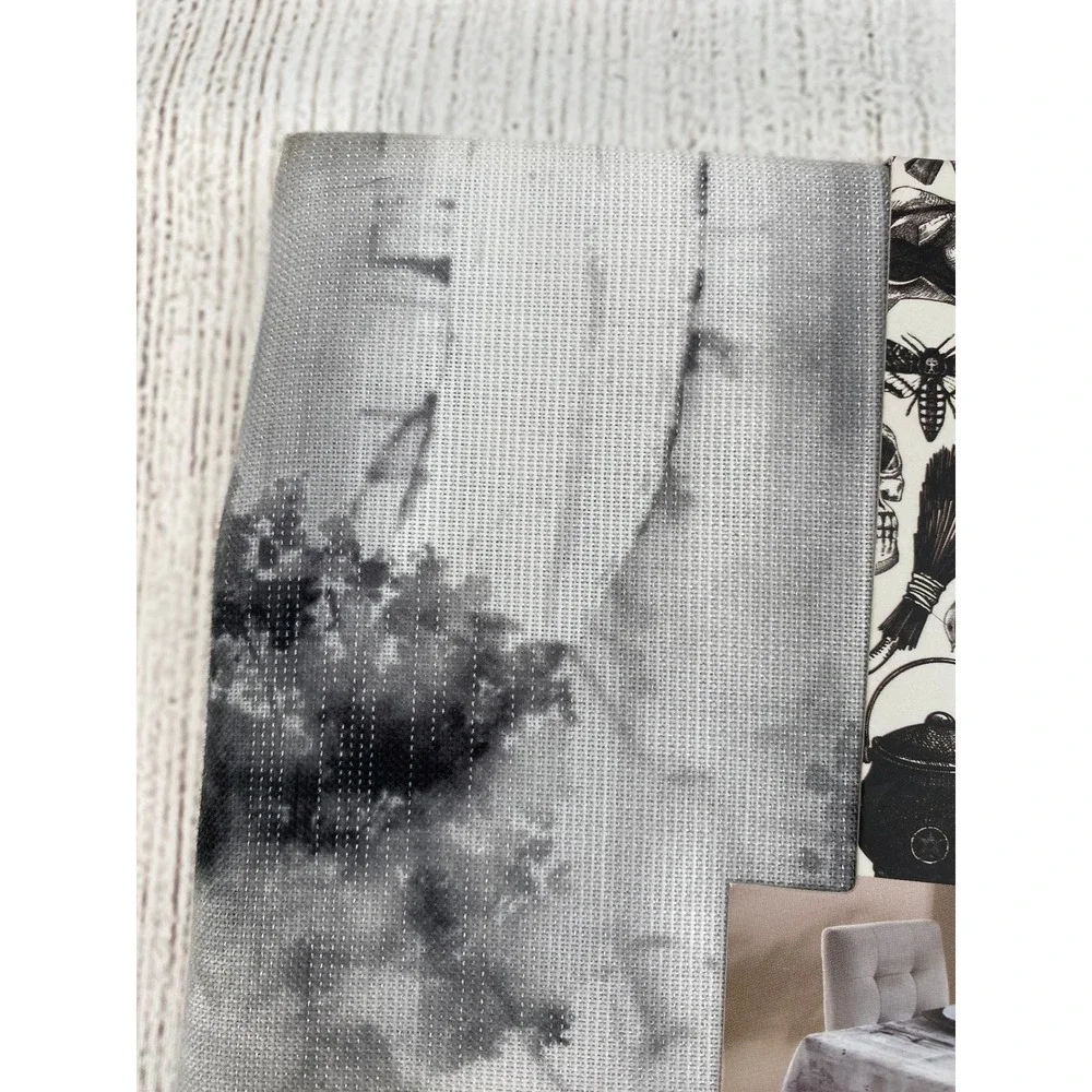 Tahari Home Tablecloth 60x144 Gray Ghost Birch Forest Metallic Oblong Halloween